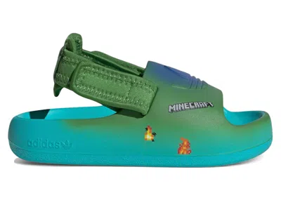 Pre-owned Adidas Originals Adilette Estrap Slides Minecraft Zombie Sneakers In