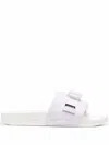 Adidas Originals Adilette Logo-strap Slides In Weiss