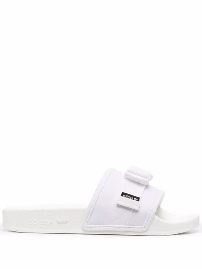 Adidas Originals Adilette Logo-strap Slides In Weiss