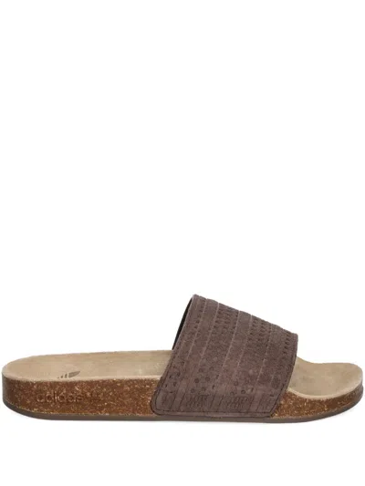 Adidas Originals Adilette Patterned Sandal In Brown