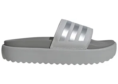 Pre-owned Adidas Originals Adilette Platform Slides Grey (women's) Sneakers In Grey Two/silver Metallic/charcoal Solid Grey