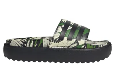 Pre-owned Adidas Originals Adilette Platform Slides (women's) Sneakers In Crew Green/core Black