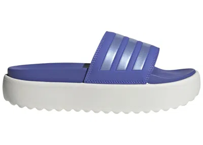 Pre-owned Adidas Originals Adilette Platform Slides (women's) Sneakers In Semi Cobalt Blue/blue Spark Met./core White