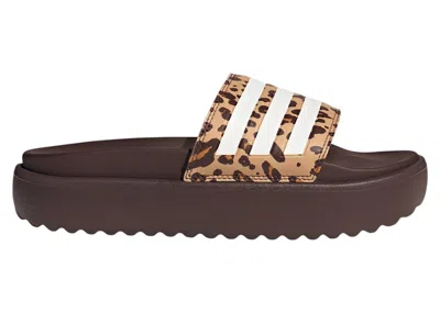 Pre-owned Adidas Originals Adilette Platform Slides (women's) Sneakers In Shadow Brown/cloud White/magic Beige