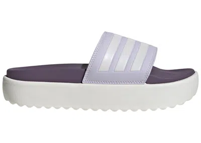 Pre-owned Adidas Originals Adilette Platform Slides (women's) Sneakers In Silver Dawn/zero Metalic/shadow Violet