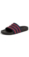 Adidas Originals Adilette Sandals Indigo/better Scarlet/dark Brn In Multi