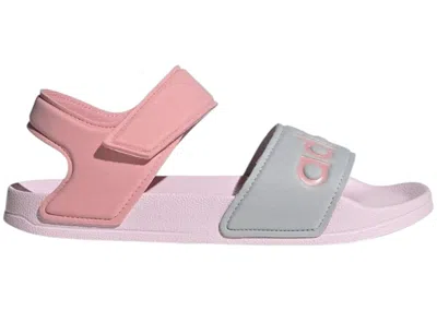 Pre-owned Adidas Originals Adilette Sandals Sneakers In Clear Pink/super Pop/silver Metallic