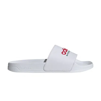 Pre-owned Adidas Originals Adilette Shower Slide 'white Better Scarlet'