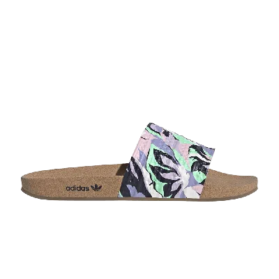 Pre-owned Adidas Originals Adilette Slide 'cork - Floral' In Blue