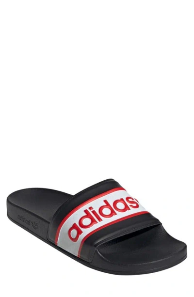 Adidas Originals Adilette Slide Sandal In Black/ Red/ White