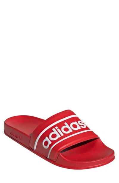 Adidas Originals Adilette Slide Sandal In Red/ Red/ White