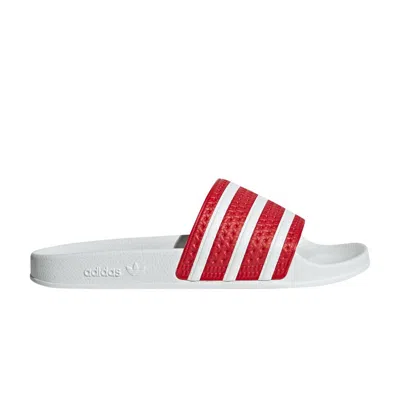 Pre-owned Adidas Originals Adilette Slides 'better Scarlet White' In Red