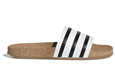 Pre-owned Adidas Originals Adilette Slides Cork White Black (women's) Sneakers In Cloud White/core Black/gum