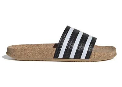 Pre-owned Adidas Originals Adilette Slides Cork (women's) Sneakers In Core Black/cloud White/gum