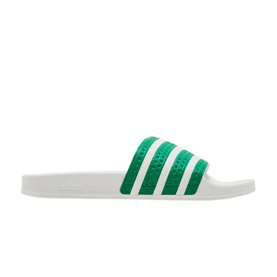 Pre-owned Adidas Originals Adilette Slides 'green White'