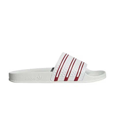 Pre-owned Adidas Originals Adilette Slides 'white Team Power Red'