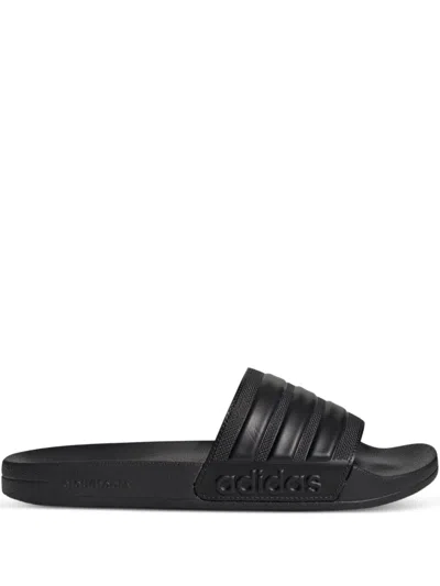 Adidas Originals Adilette Striped Slides In Black
