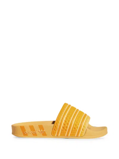 Adidas Originals Adilette Striped Slides In Orange