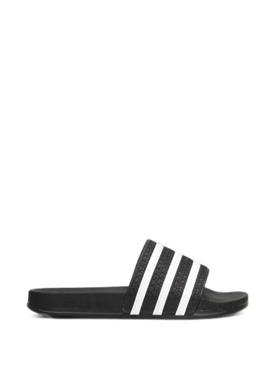 Adidas Originals Adilette Striped Textured Slides In Black