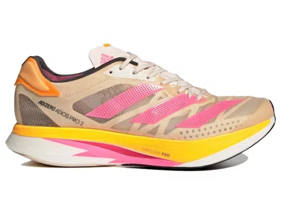 Pre-owned Adidas Originals Adizero Adios Pro 2 Pink Sneakers In Halo Ivory/ultra Pop/solar Gold
