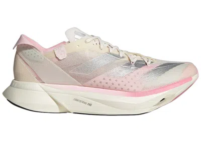 Pre-owned Adidas Originals Adizero Adios Pro 3 (women's) Sneakers In Chalk White/silver Metallic/clear Pink