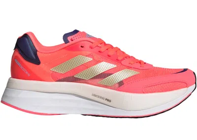 Pre-owned Adidas Originals Adizero Boston 10 (women's) Sneakers In Turbo/sandy Beige Metallic/legacy Indigo