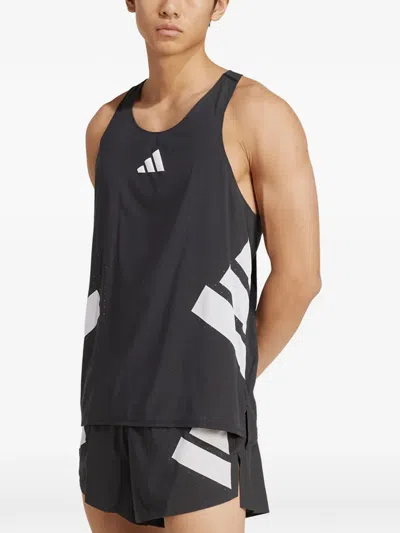 Adidas Originals Adizero Logo-print Tank Top In Black