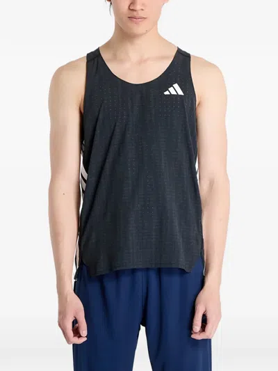 Adidas Originals Adizero Stripe Tank Top In Black
