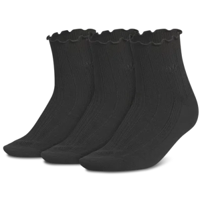 Adidas Originals Adult   Ruffle Quarter Socks 3-pack In Black
