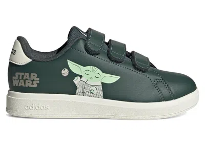 Pre-owned Adidas Originals Advantage Star Wars Grogu The Mandalorian Sneakers In Legend Ivy/off White/mist Jade