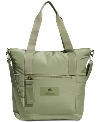 Adidas Originals All Me 2 Tote Bag In Tent Green/gold Metallic