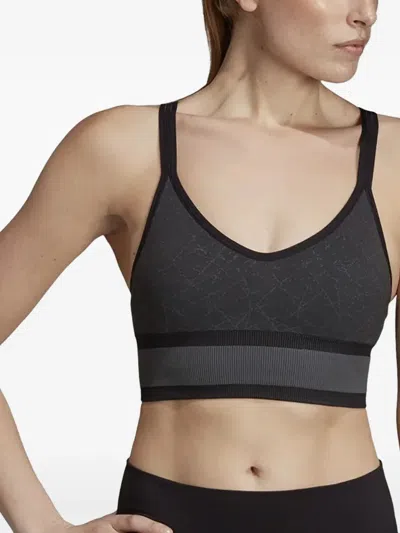 Adidas Originals All Me Wanderlust Seamless Long Sports Bra In Black
