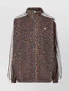 Adidas Originals Animal Print High Collar Sweatshirt With Side Pockets In Brown
