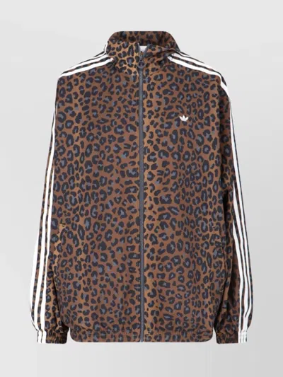 ADIDAS ORIGINALS ANIMAL PRINT HIGH COLLAR SWEATSHIRT WITH SIDE POCKETS