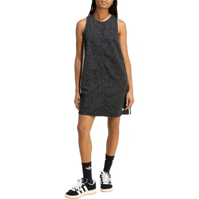 Adidas Originals Animal Print Sleeveless Shift Dress In Black