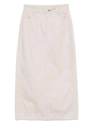 Adidas Originals Aop Maxi Skirt In Neutrals/white