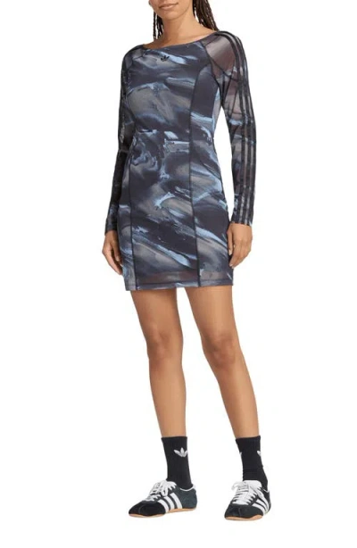 Adidas Originals Aop Minidress In Olive/coffee/sky