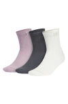 Adidas Originals Assorted 3-pack Cushioned 2.0 Crew Socks In Fig Purple/ Grey/ Off White