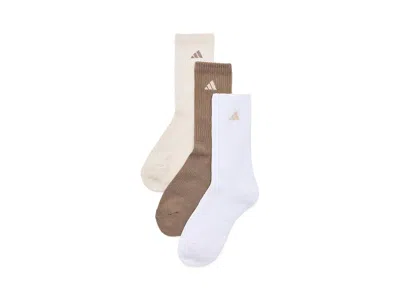 Adidas Originals Athletic Cushioned 6-pack Crew Men's Crew Cut Socks Shoes Khaki Six/white/crystal Linen Beige