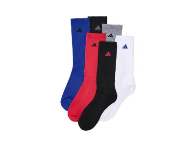 Adidas Originals Athletic Cushioned 6-pack Crew Men's Crew Cut Socks Shoes Pure Ruby Red/black/team Royal Blue: Lg (m