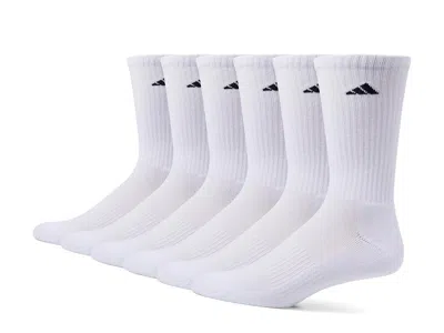 Adidas Originals Athletic Cushioned 6-pack Crew Men's Crew Cut Socks Shoes White/black: Lg (men Shoe 8-12 - Women 10-