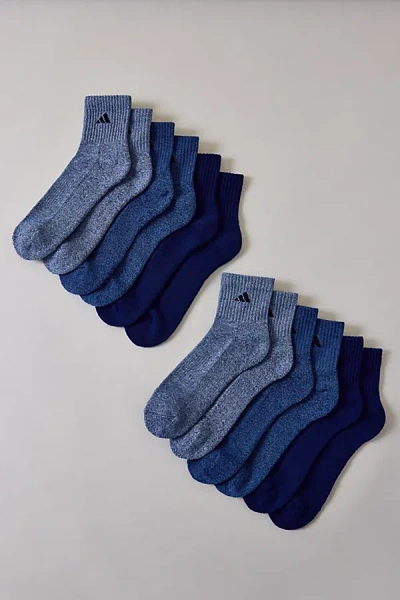 Adidas Originals Athletic Cushioned Ankle Socks 6-pack In Navy, Men's At Urban Outfitters In Blue