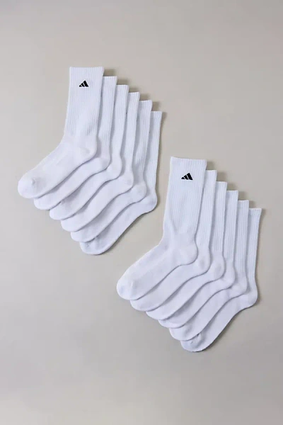 Adidas Originals Athletic Cushioned Crew Socks 6-pack In White, Men's At Urban Outfitters
