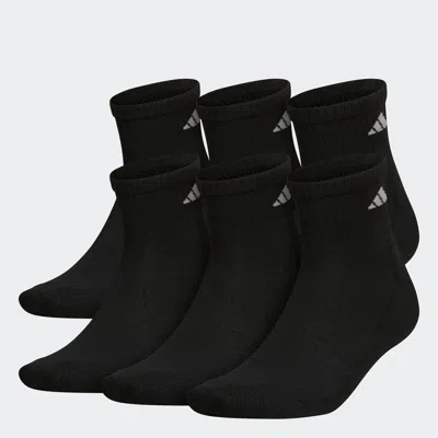 Adidas Originals Athletic Cushioned Quarter Socks 6 Pairs Xl In Black