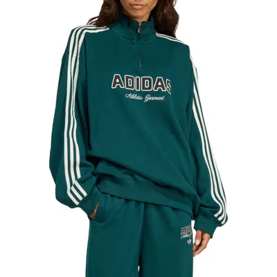 Adidas Originals Athletic Department Quarter Zip Sweatshirt In Green