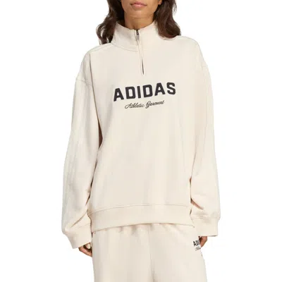 Adidas Originals Athletic Department Quarter Zip Sweatshirt In Neutral