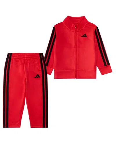 Adidas Originals Baby Boys 2-piece Stripe Detail Jacket And Joggers Set In Red