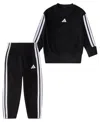 Adidas Originals Baby Boys 2-piece Winterized Pull-on Sweatshirt And Joggers Set In Black
