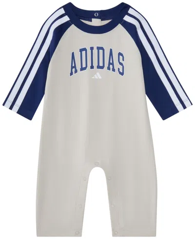 Adidas Originals Baby Boys Long Sleeve Graphic Coverall In Gray