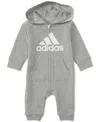 Adidas Originals Baby Boys Or Baby Girls Logo Full Zip Hooded Coverall In Gray